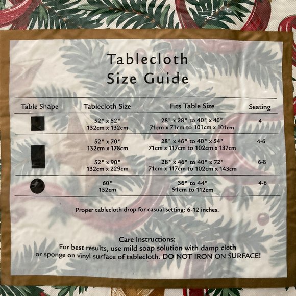 Two Vintage 52" x 52" Plastic Christmas Holiday Tablecloths Unopened - Picture 2 of 3